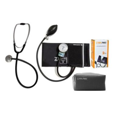 Imagem de Aparelho De Pressão Arterial Manual Nylon + Estetoscópio P.a.med Preto