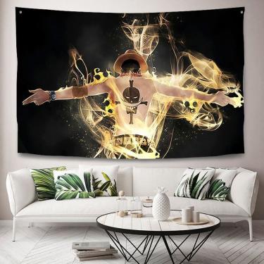 Imagem de Tapeçaria para pendurar na parede One Piece Anime Ace Flame Art 100x150cm