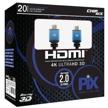 Imagem de Cabo HDMI 2.0 4K UltraHD 19 018-2020, 20 metros PIX