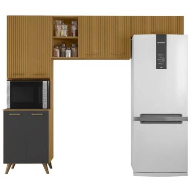 Imagem de Armário De Cozinha Amélia Freijó Uv/ripado/grafite Acetinado Z44 - Mpozenato