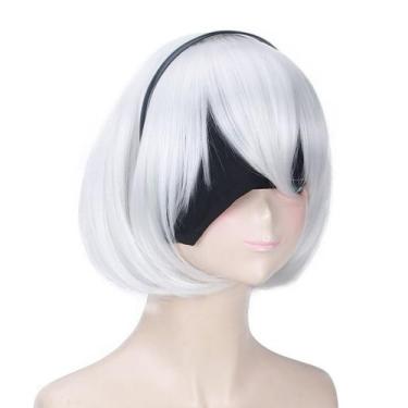 Imagem de Peruca Cosplay NieRs Automatas B Cabelo Sintético 35cm - yiweisai
