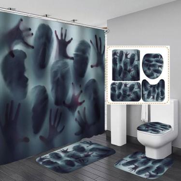 Imagem de Conjunto de cortinas de chuveiro Horror Silhouette à prova d'água, 4 u