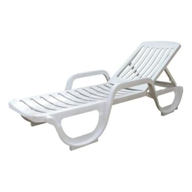 Imagem de Espreguicadeira Branca Plastico Reclinavel 90kg - Roma