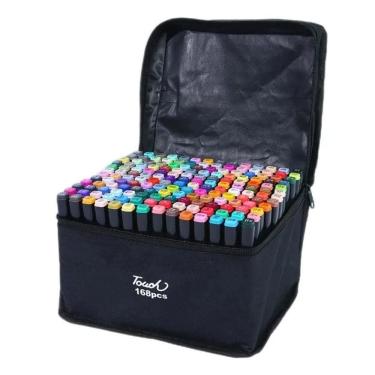 Imagem de Conjunto de Canetas Marcador Permanente Ponta Dupla 168 Cores Touch P/ Desenho E Caderno E Livro de Colorir E Pintar