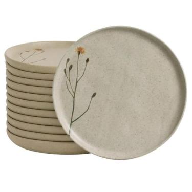 Imagem de Jogo Mesa Posta 12 Pratos Rasos 27cm Cerâmica Decorada Bio Campestre P