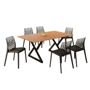 Imagem de Sala De Jantar Mesa 160x90 6 Cadeiras Gruvyer Estilo Moderno