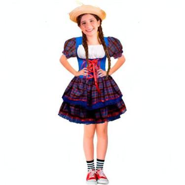 Imagem de Vestido Festa Junina Infantil Xadrez de Luxo PP 3 - 4 - Fantasias Caro