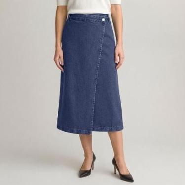 Imagem de Saia Jeans Dudalina Transpassada Feminino-Feminino