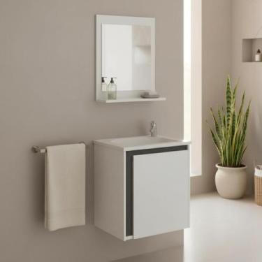 Imagem de Conjunto Gabinete de Banheiro com Cuba e Espelheira Suspenso 44cm Apol