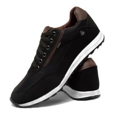 Imagem de Sapatênis Preto Jogging Masculino SapatoWay Casual, 41, Preto