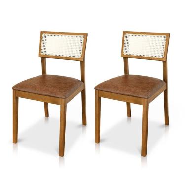 Imagem de Kit 02 Cadeiras de Jantar e Living Millie com Tela Natural Estofada Couríssimo - Desk Design