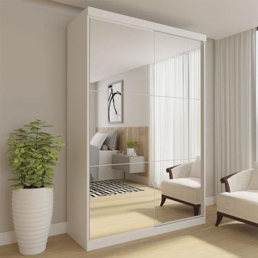 Imagem de Guarda Roupa Solteiro Salvador Top 2 Portas de Correr 2 Gavetas MDP Branco Minastex