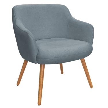 Imagem de Poltrona Decorativa Jade Pés Palito Castanho Bouclé Azul Claro - Nexta Casa