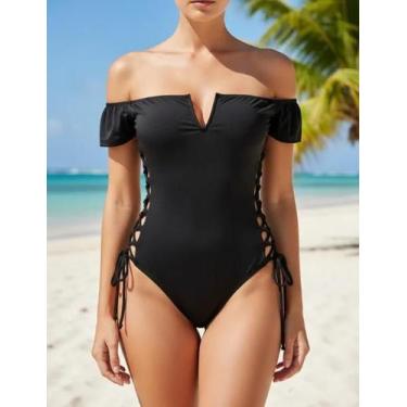 Imagem de Maiô Transpassado Sol Tropical Casual Tecido Suplex de poliamida Costa