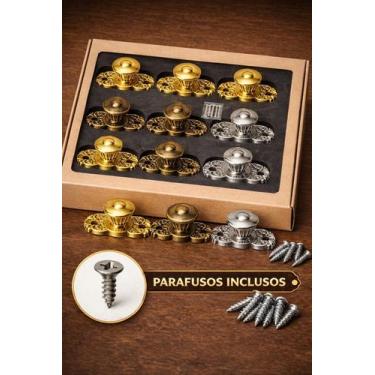 Imagem de Puxador Mini Metal Kit 4 Unidades com Parafuso para Mdf Decorativo par