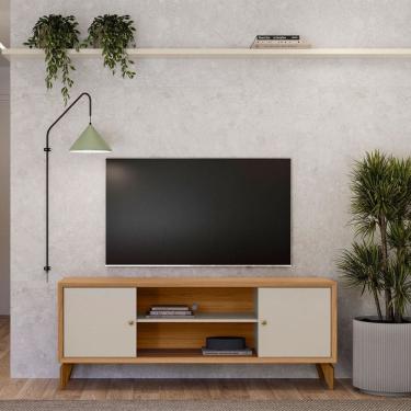 Imagem de Rack para TV Até 70 Polegadas Porto 2 Portas Jequitiba/Off White Fosco - Linea Brasil