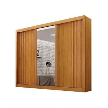 Imagem de Guarda Roupa Casal Milano 3 Portas de Correr 4 Gavetas Cinamomo MDF co