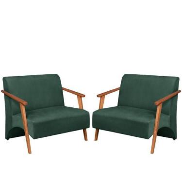 Imagem de Poltrona Namoradeira Venus Braço Madeira Maciça Suede Unidecor Verde