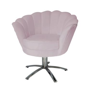 Imagem de Jogo 2 Poltronas Para Sala Comercial Base Giratória de Metal Pétala Suede Rose - LM DECOR