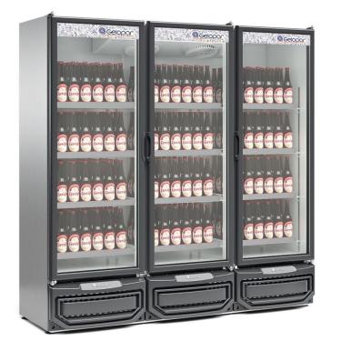 Imagem de Expositor De Bebidas Vertical 3 Portas Gcbc1450 Inox 220V Gelopar