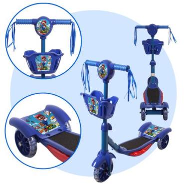 Imagem de Patinete Infantil 3 Rodas Cesta Com LED Música Para Criança - Toys 2U