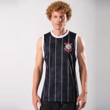 Imagem de Camiseta Regata Corinthians NOS Masculina Oficial Licenciada, Preto, M