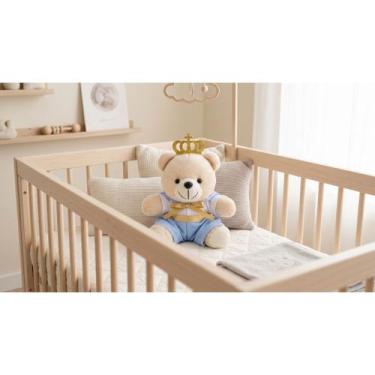 Imagem de Pelúcia Urso Rei Coroa Dourada 20cm Decoração Infantil Brinquedo - NoB