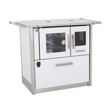 Imagem de Fogão a Lenha 4 Bocas Fornos Pinhal Eclipse Esquerdo Branco Chapa Aluminio N2 com Forno...