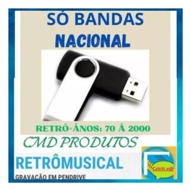 Imagem de Pen drive 8gb com Músicas = Playlist Só Bandas Nacional - Anos 70 á 00