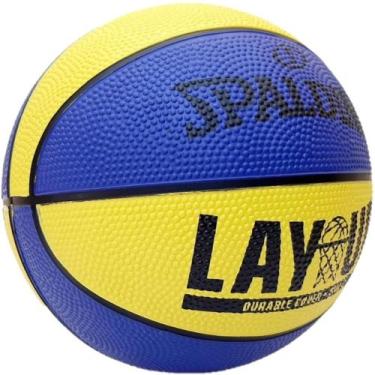 Imagem de Bola Basquete Spalding Lay Up Baby Borracha Infantil, 3, Amarelo, Azul