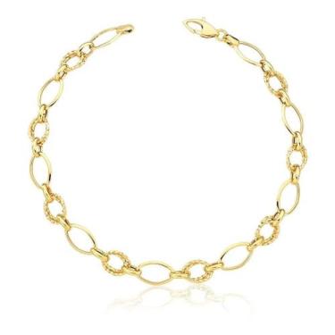 Imagem de Pulseira Ouro 18k Feminina Argolas Diamantadas - SofistGold