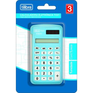 Imagem de Calculadora Tilibra TC21 Azul Claro 8 Dígitos de Bolso com Capa Plásti