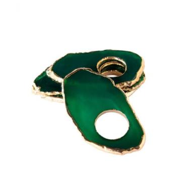 Imagem de Porta Guardanapo Chapa de Ágata Verde Com Furo e Borda Dourada - Charm