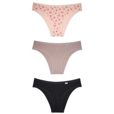 Imagem de Del Rio Kit Calcinhas Biquíni Cotton Rosa Quartzo Nature G