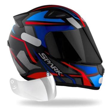 Imagem de Capacete Ebf Spark Spider Azul Mais Viseira Fumê, 60