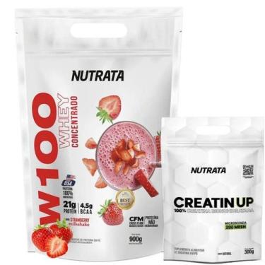 Imagem de Kit Suplemento Whey Protein W100 Sabores Nutrata 900g Creatina 300g Pu
