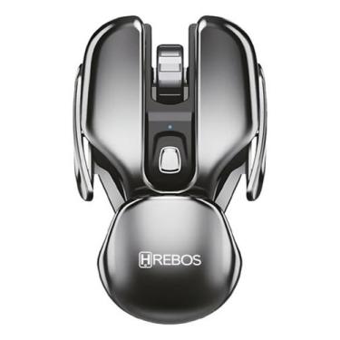 Imagem de Mouse Gamer Hrebos Cyber Pro Usb Optico Ergonomico Jogos Prateado, Pra