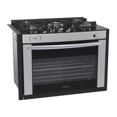 Imagem de Fogao a Gas de Embutir 5 Bocas Venax Gaudi Prisma Vitreo Inox