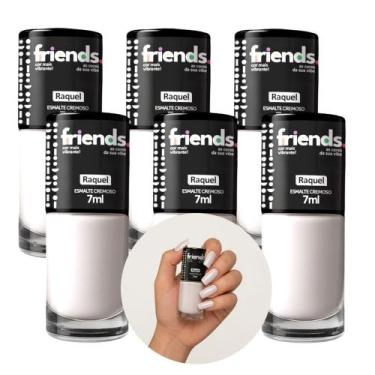 Imagem de Kit 6 Esmalte Cremoso Branco Raquel Friends 7ml Cor Vibrante