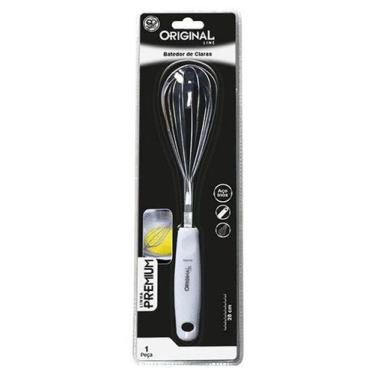 Imagem de Batedor De Claras Manual De Inox Premium Cabo Branco 28Cm Na Cartela -
