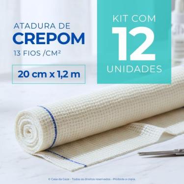 Imagem de Atadura Crepom Faixa Bandagem Elástica 20cmx1.2m Kit 12 Un - Casa da G