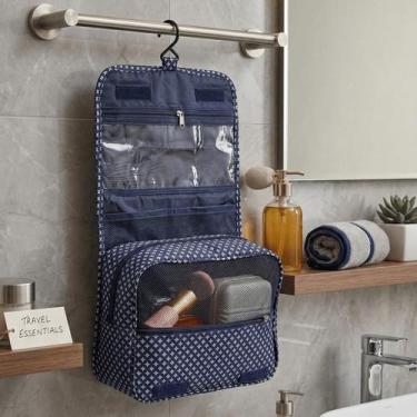 Imagem de Necessaire Gancho Oganizadora Viagem Divisórias Pendurar Azul Estrela 
