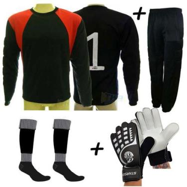 Imagem de Conjunto Goleiro 1Camisa 1calca 1meia 1luva pto/vrm popular - Lince, P