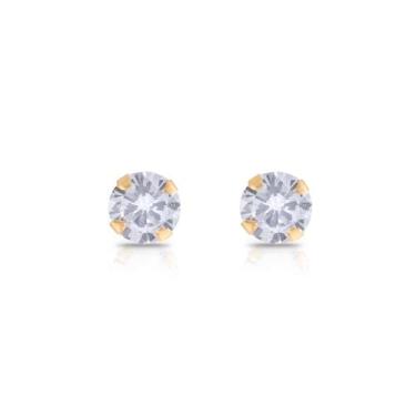 Imagem de Brinco Zircônia 4mm Ouro 18k (BR423BR) - Zello Joias