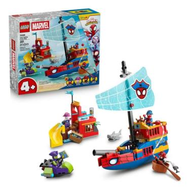 Imagem de Brinquedo de Montar Spidey Navio Pirata da Equipe Marvel com 201 Peças Preto Lego 26CM