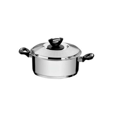 Imagem de Caçarola Tramontina Solar Baquelite Rasa em Aço Inox Fundo Triplo com Tampa Alças de Baquelite 20 cm 2,9 L Tramontina