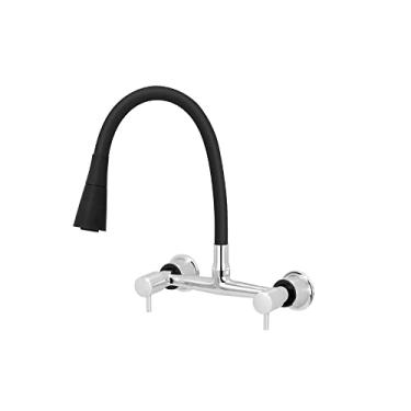 Imagem de Torneira Misturador Gourmet Preto Flexível Cozinha Parede