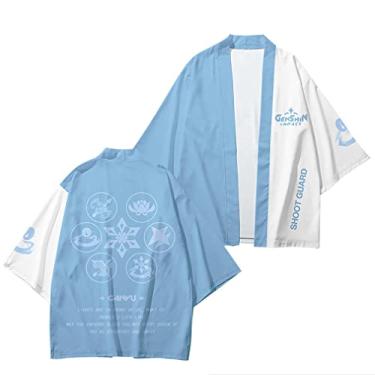 Imagem de Genshin Impact Zhongli Qiqi Klee Jaqueta Cardigan Costume Cosplay Tops Xale Manga 3/4 Manto
