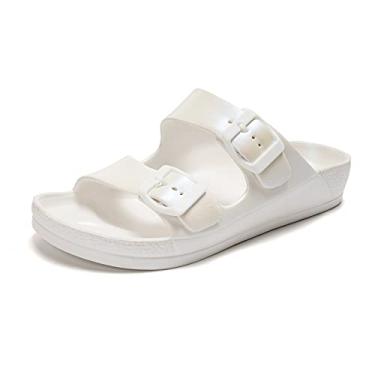Imagem de FUNKYMONKEY Sandália feminina confortável com fivela dupla ajustável em EVA, Variação branca, 10