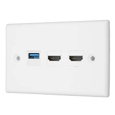 Imagem de Placa de parede, 2 portas Interface multimídia HD Keystone 1 porta USB 3.0 Placa de parede, Interface multimídia HD Placa de parede Ethernet USB